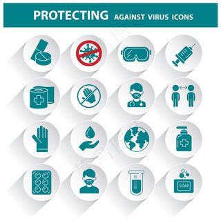 新冠肺炎疫情预防矢量图标