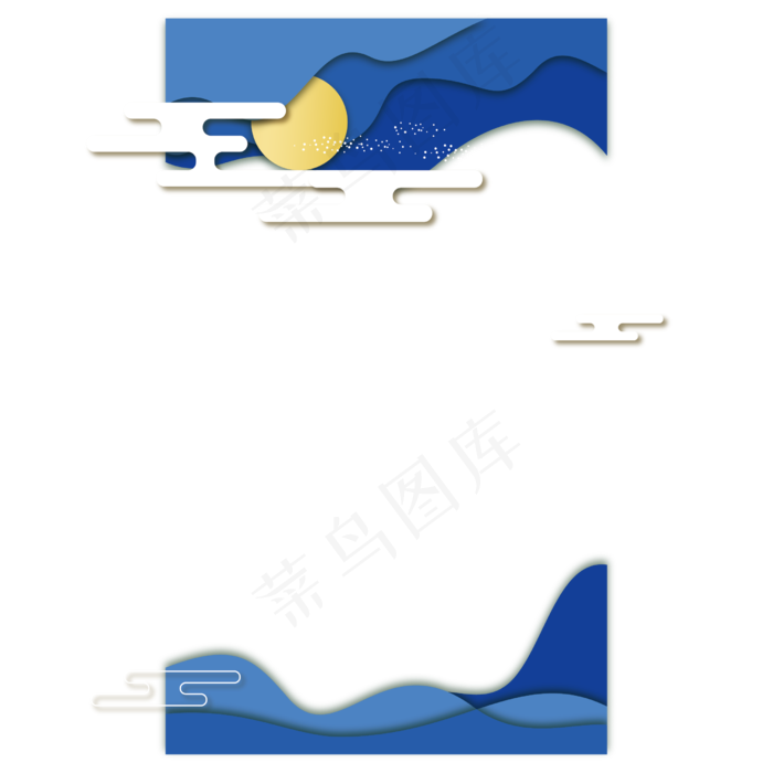中秋夜空月圆边框(2000X2000)ai矢量模版下载