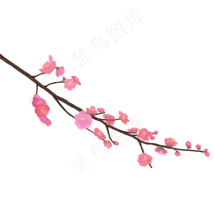 新中式风格梅花装饰手绘