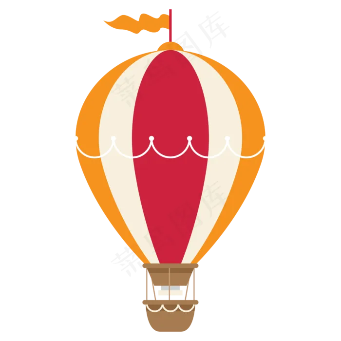 扁平风热汽球元素(2500*2500px 300 dpi )ai矢量模版下载