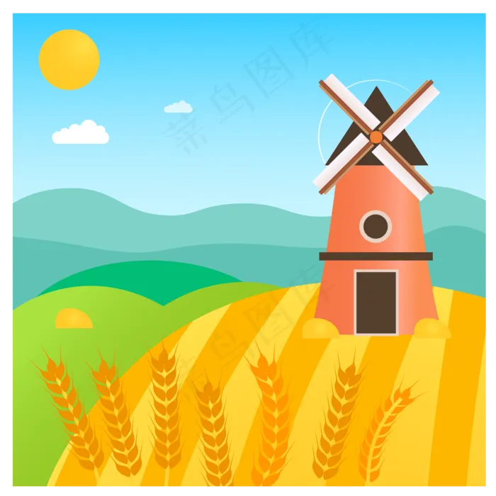 丰收场景(2000*2000px 300 dpi )ai矢量模版下载