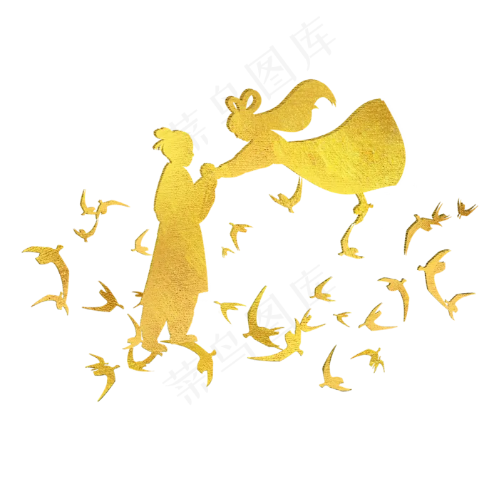 扁平牛郎织女剪影(2000X2000(DPI:96))psd模版下载