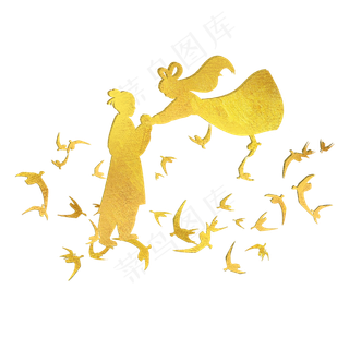 扁平牛郎织女剪影