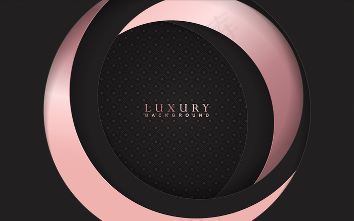 奢华黑色背景，玫瑰金装饰