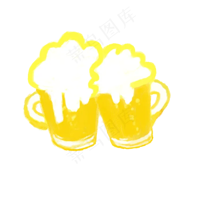 手绘庆祝干杯扁平化啤酒杯PNG(2000X2000(DPI:300))psd模版下载