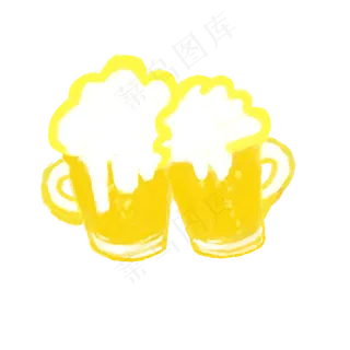 手绘庆祝干杯扁平化啤酒杯PNG
