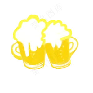 手绘庆祝干杯扁平化啤酒杯PNG