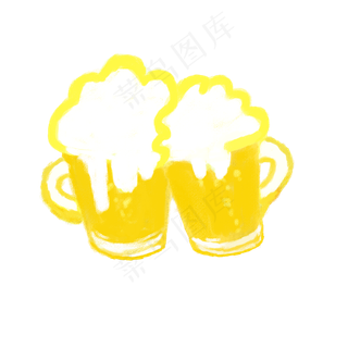 手绘庆祝干杯扁平化啤酒杯PNG