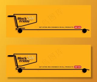 黑色星期五销售横幅banner设计与购物手推车