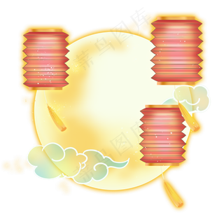 中秋月圆灯笼祥云