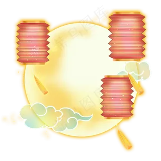 中秋月圆灯笼祥云