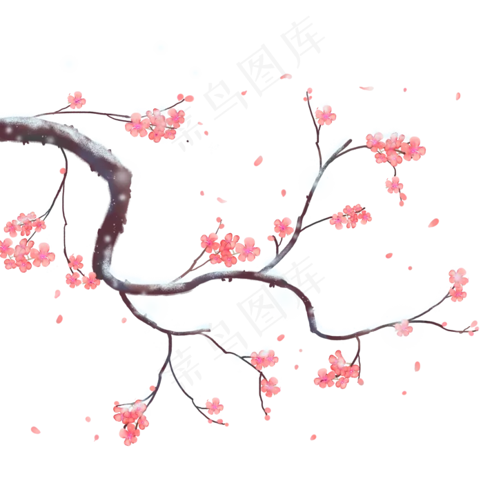 梅花树枝雪景(2000X2000(DPI:300))psd模版下载