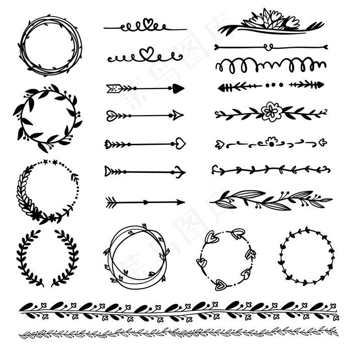 手绘装饰框和箭头系列