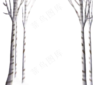 秋天树干小树林