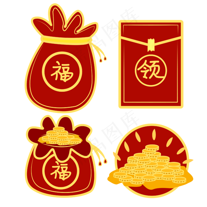 矢量扁平风双十一电商福袋红包金(2000X2000(DPI:300))ai矢量模版下载