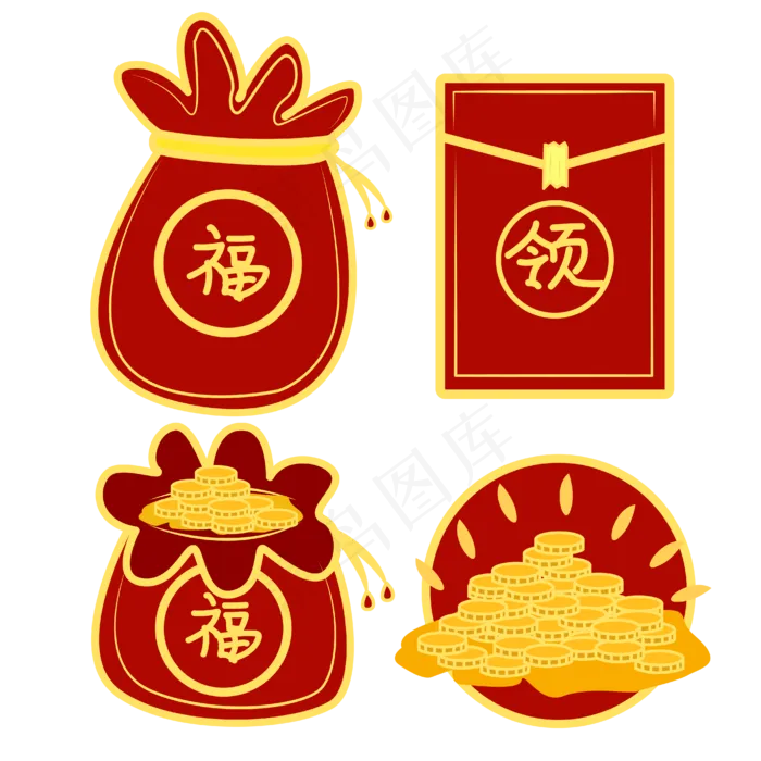 矢量扁平风双十一电商福袋红包金(2000X2000(DPI:300))ai矢量模版下载