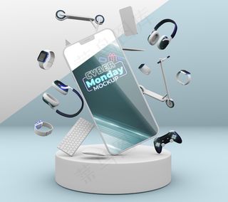 网络星期一销售与手机模型样机组合