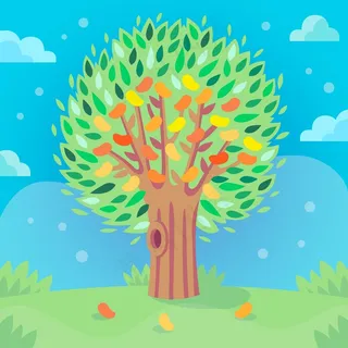 扁形芒果树，绿叶