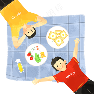 春天男女野餐插图下载