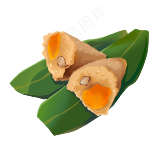 手绘蛋黄肉粽子