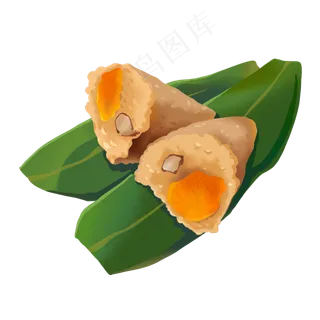 手绘蛋黄肉粽子