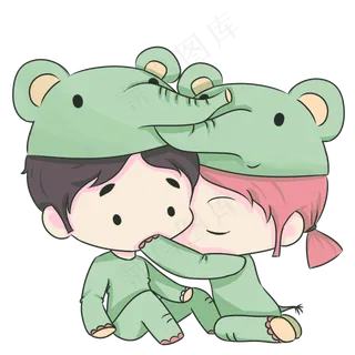 520表白季情侣卡通png素材