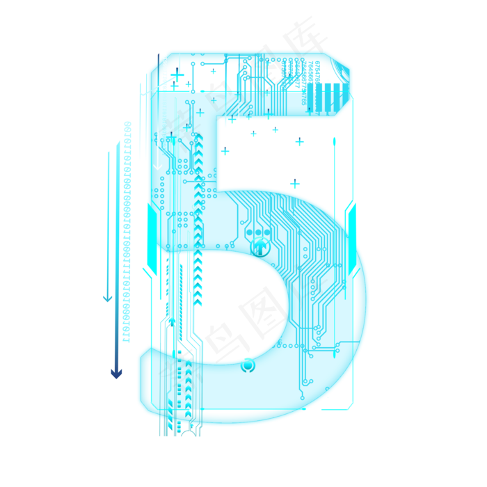 蓝色科技线条PSD数字5(2000*2000px 	      )psd模版下载