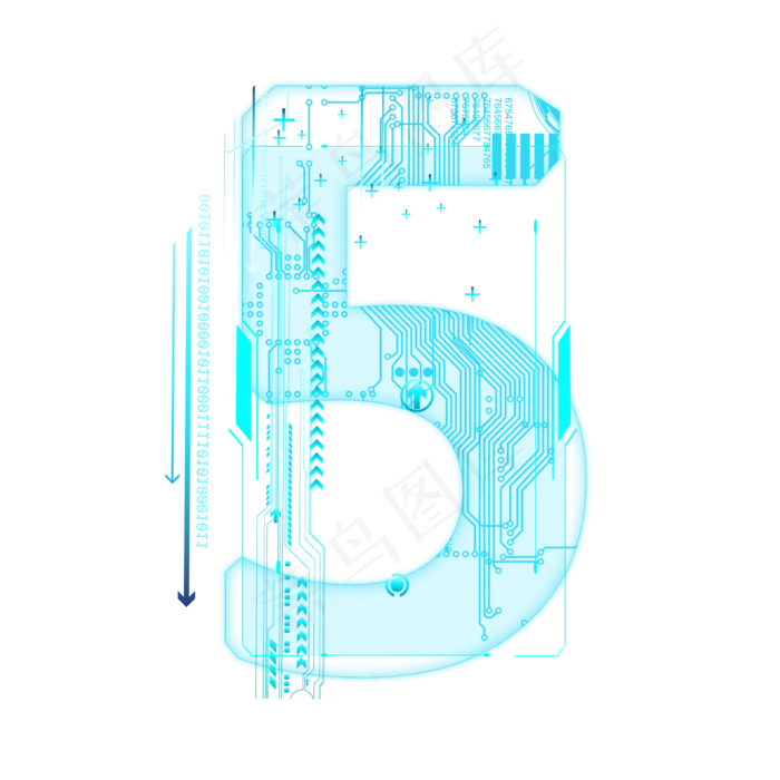 蓝色科技线条PSD数字5(2000*2000px 	      )psd模版下载