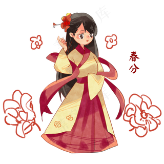 春分跳舞的小女孩,免抠元素