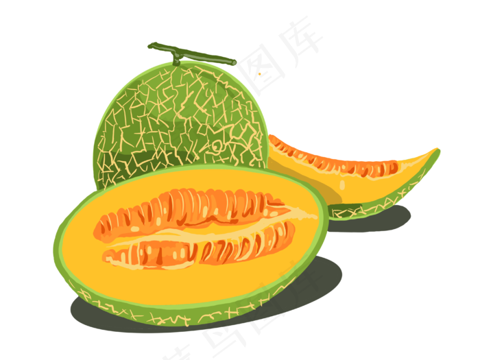 绿色哈密瓜水果(4000X3000(DPI:300))psd模版下载