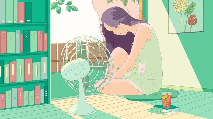 立夏之女生在家休息配图(2880X1620(DPI:300))psd模版下载