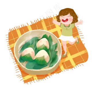端午粽子女孩png素材