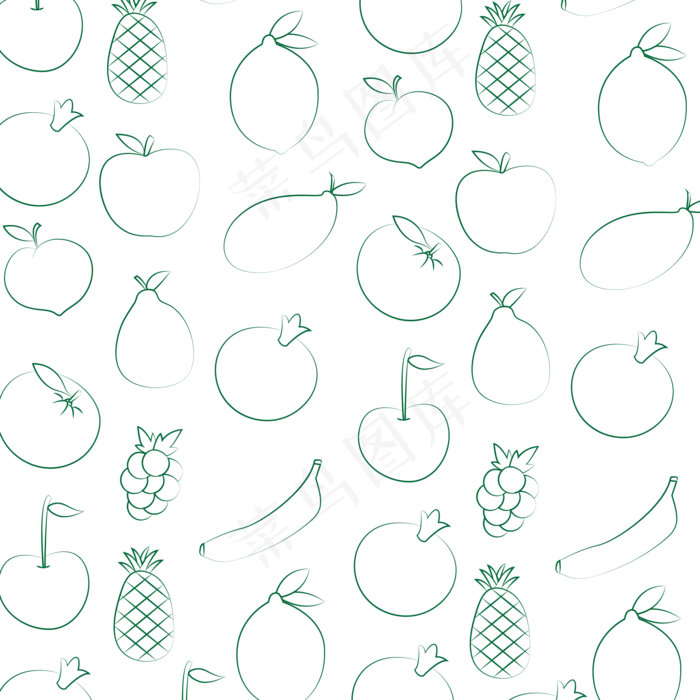 线描水果组合(2084*2084px 300 dpi )ai矢量模版下载