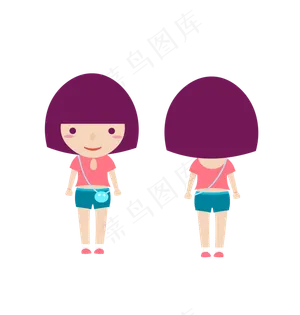儿童节小清新扁平化小女生人设