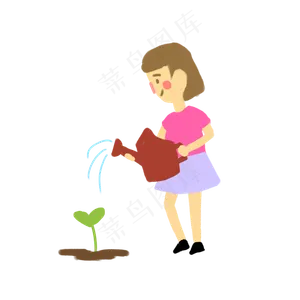 植树节孩子在为树苗浇水