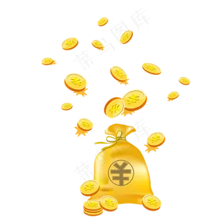 钱袋金币雨,免抠元素