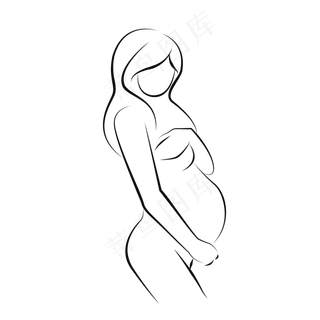 母亲节母亲形象简单线稿免抠PN