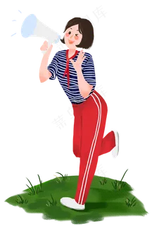 拿话筒的女青年,免抠元素