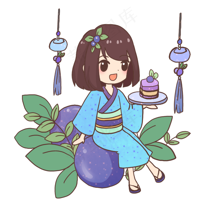 夏日和风清爽蓝莓(2480X2480(DPI:299))psd模版下载