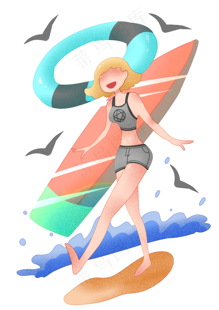 夏季冲浪女孩(2480X3508(DPI:299))psd模版下载
