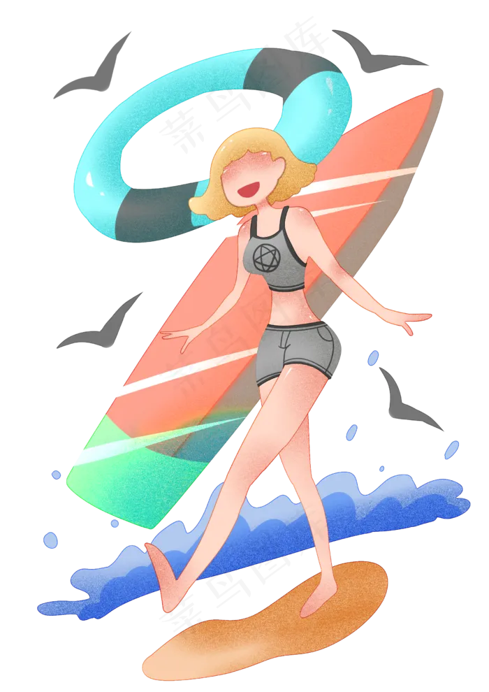 夏季冲浪女孩