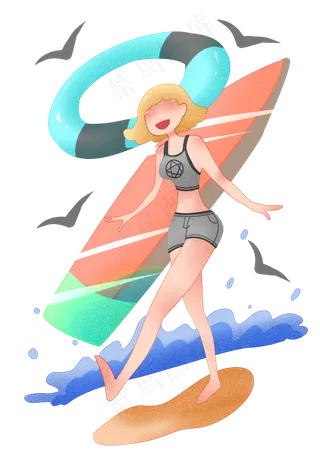 夏季冲浪女孩