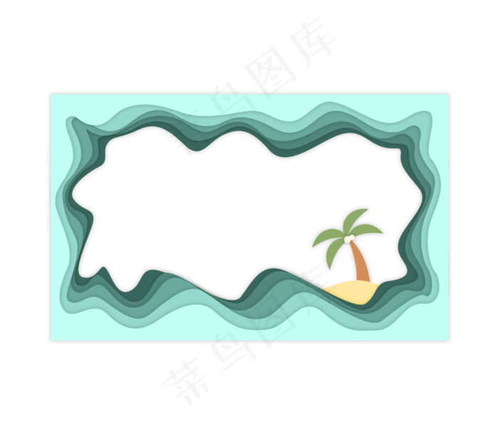 夏日椰树剪纸边框(2500X2129(DPI:300))psd模版下载