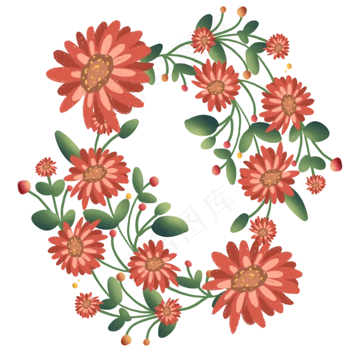 清新简约洋甘菊花环(2048X2048(DPI:132))psd模版下载