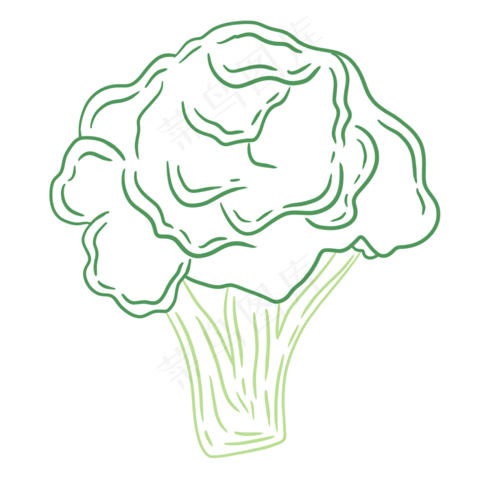 线条场景夏天水果蔬菜西兰花