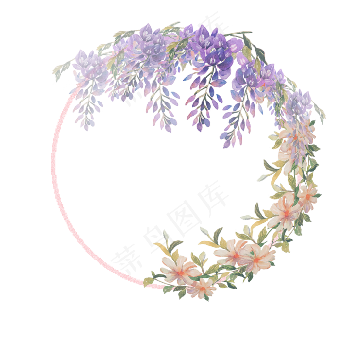 唯美少女装饰花环紫藤花