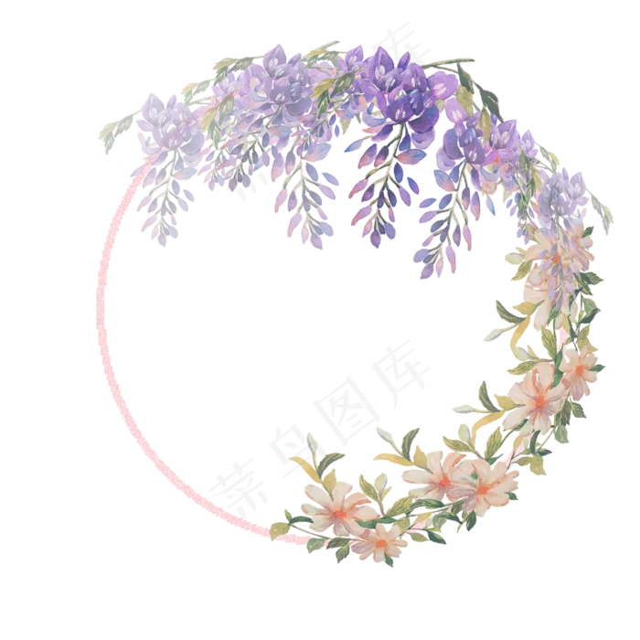 唯美少女装饰花环紫藤花