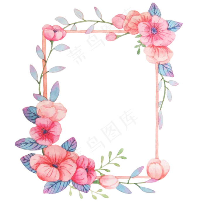 水彩鲜花边框(2000X2000(DPI:300))psd模版下载