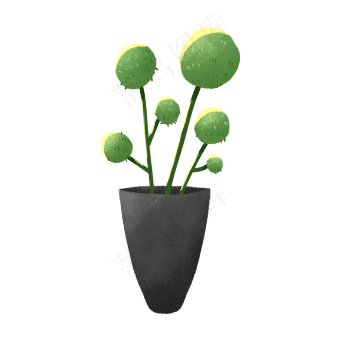 绿色的盆栽植物(2000X2000(DPI:300))psd模版下载