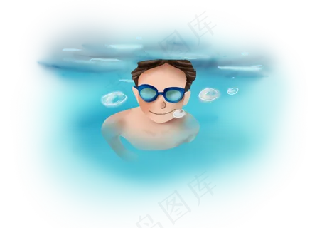 暑假夏日夏季大暑小暑潜水男孩